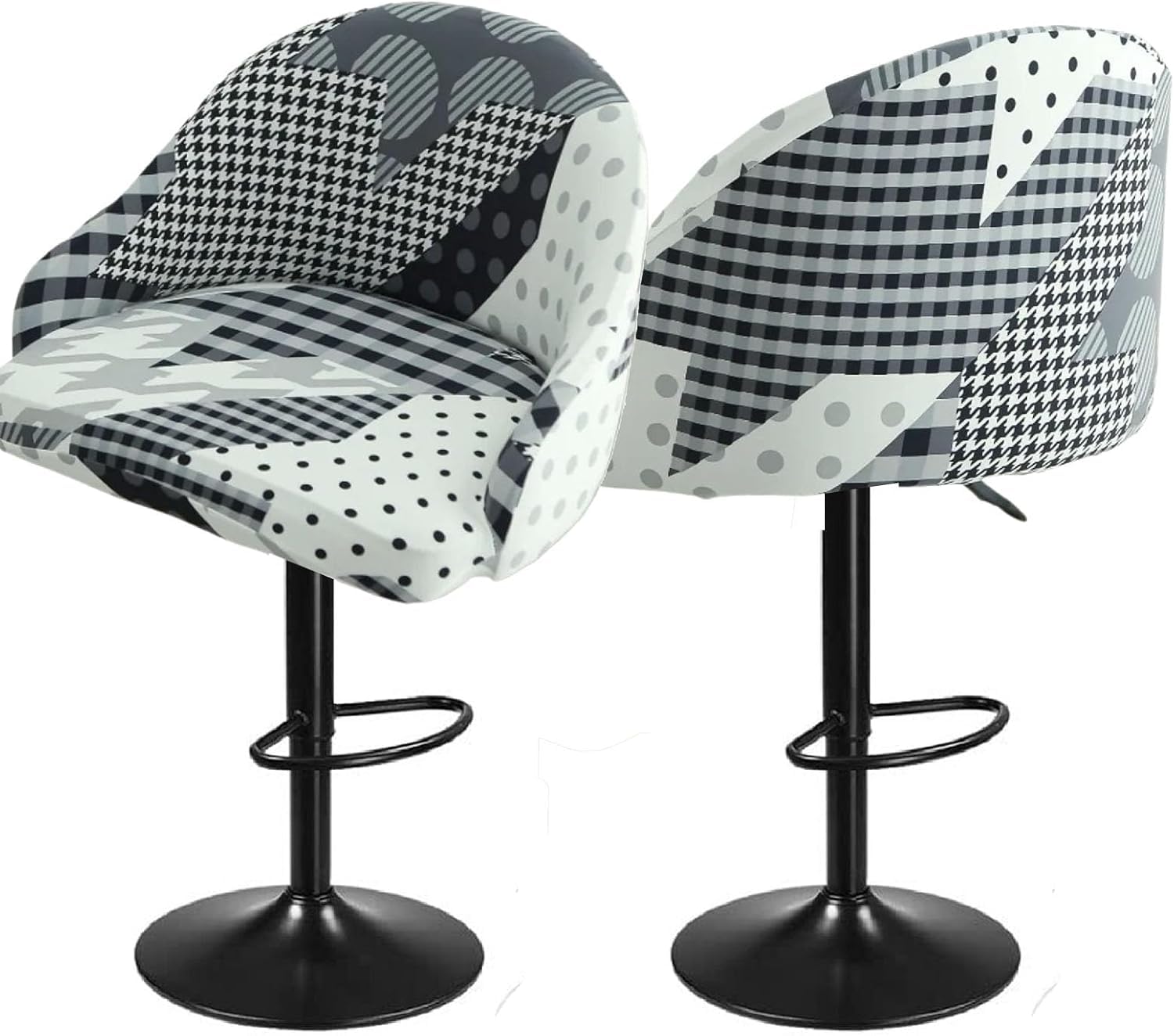 SDNAM Pub Bar Counter Stool Chair Covers with Back and Arms Set of 4/2/1 Stretch, Swivel Curved Kitchen Barstool Chair Cover Curved Back Bar Stool Slipcovers with Arms(H10,2PCS)