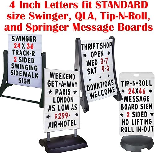 Miniatura 6 de KitAbility Juego social premium de 4 pulgadas para letreros blancos de acera estilo swinger, incluye 1 tablero de mensajes con pistas y 350 letras,