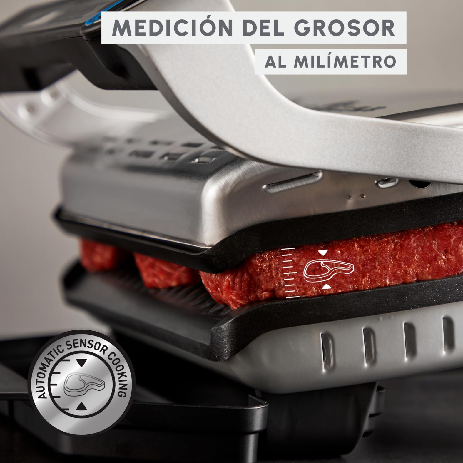 Moulinex Optigrill+ XL, parrilla eléctrica de interior, ideal para cocinar carne, pescado y verduras, indicador de cocción y 9 programas automáticos, placas antiadherentes, GI722D