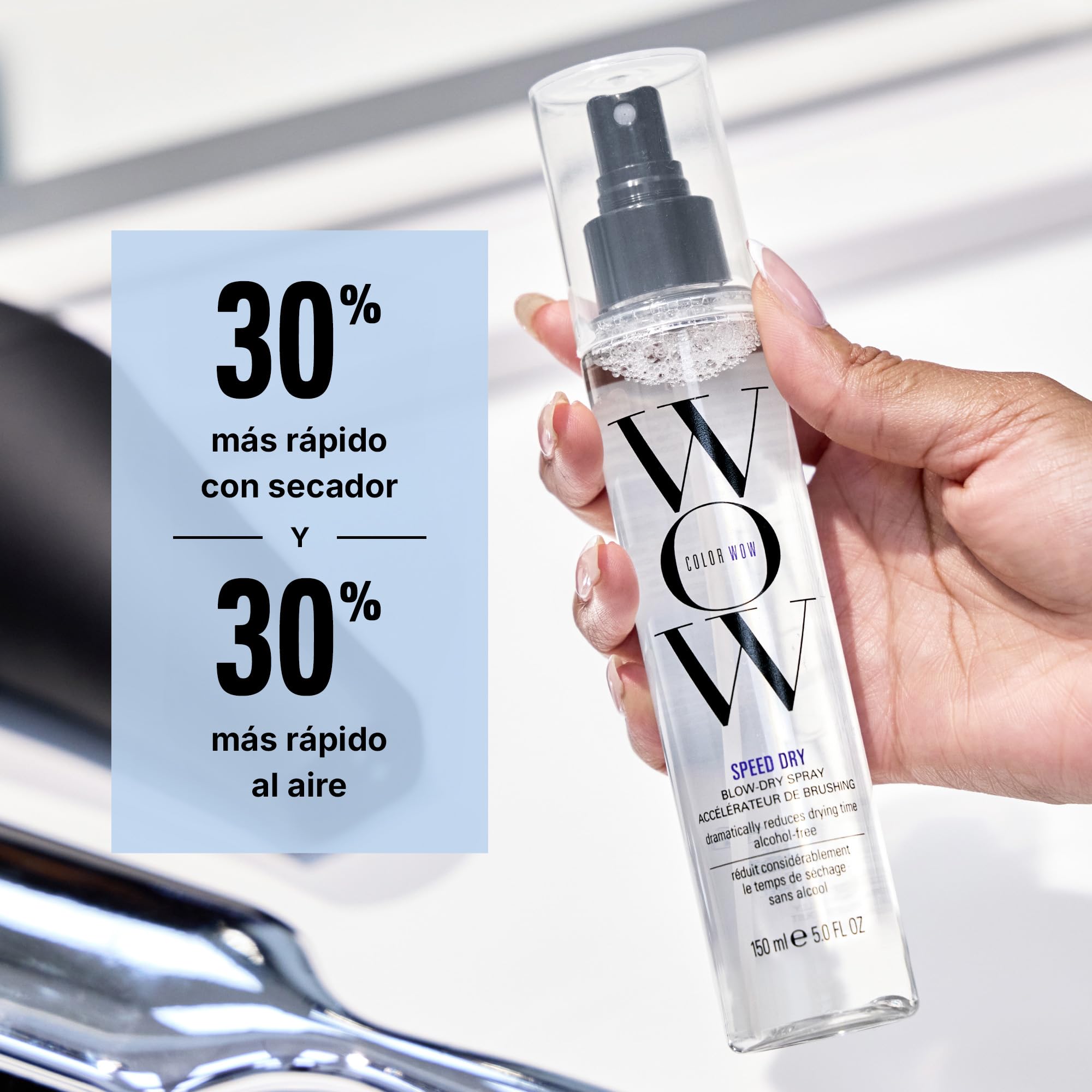 COLOR WOW Speed Dry Blow Dry Spray | Secador Rápido del Cabello con Protector Térmico | 150 ml