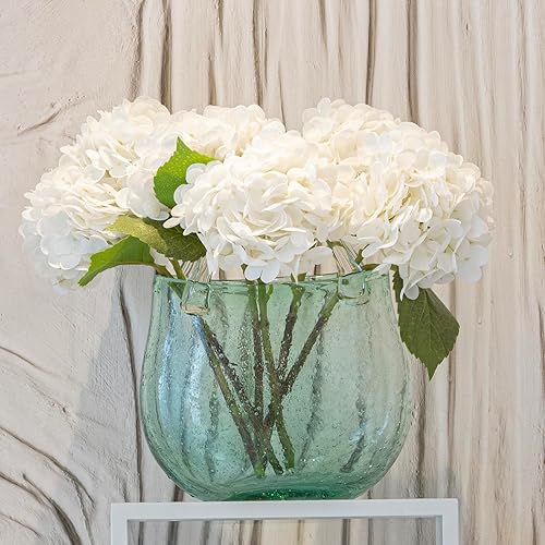 Miniatura 1 de Ramo de látex de 6 piezas de flores artificiales de hortensias para boda, novia, oficina, hogar, fiesta, decoración (blanco)