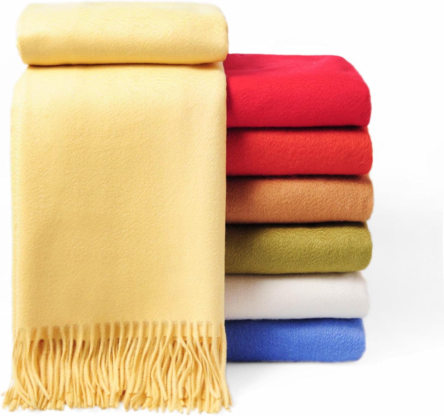 CUDDLE DREAMS Premium Cashmere Throw Blanket with Fringe, Luxuriously Soft (Yellow) - Image 7