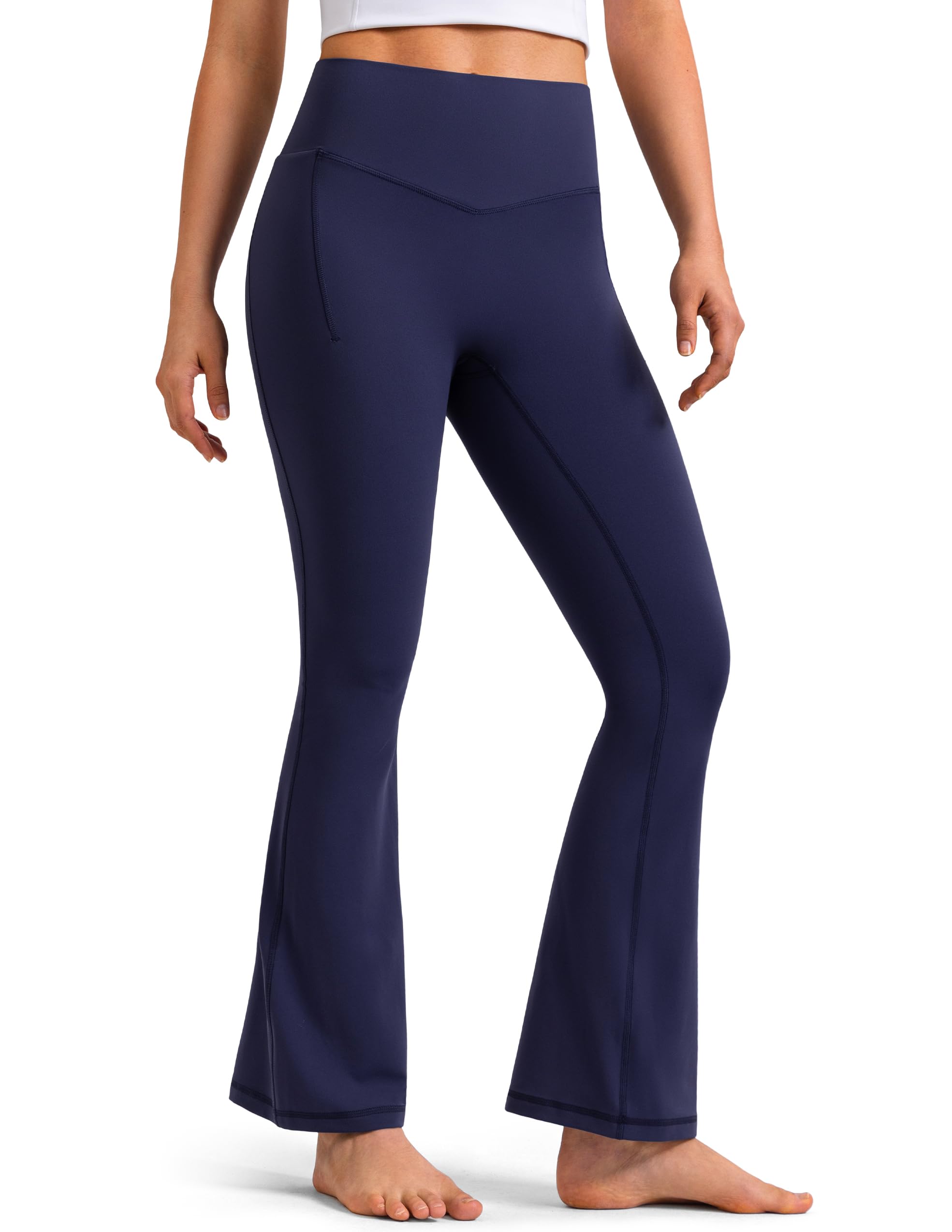 Photo 1 of Colorfulkoala Dreamlux Flare Leggings for Women with Pockets, High Waist No Front Seam Bootcut Yoga Pants 29.5"(M, Eclipse)