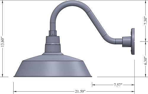 Miniatura 3 de 14pulgadas. RLM Warehouse - Pantalla con brazo de cuello de cisne y bombilla Led A19 5000K de 9W