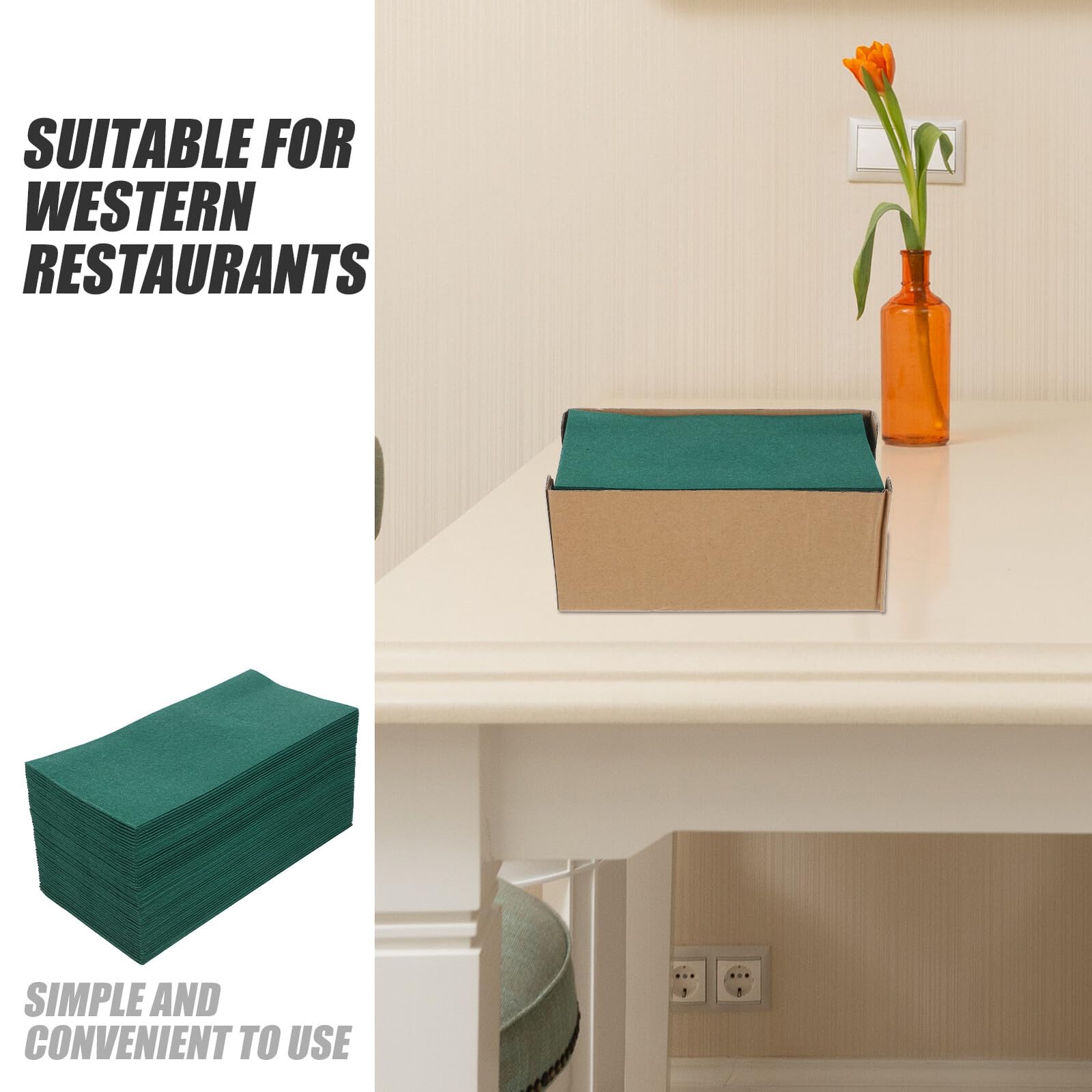 Servilletas Desechables Verdes para Mesa Caja Dispensadora Papel y Absorbente Tamaño Estándar Ideales para Bodas Banquetes y Fiestas Servilletas de Papel Decorativas