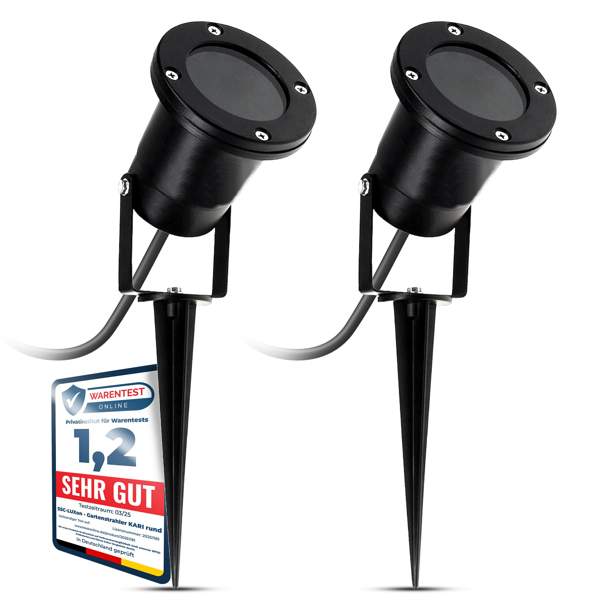 SSC-LUXon TOBI-L - Set di 2 faretti orientabili con LED GU10 230 V (6 W bianco neutro) – Faretto nero per parete e soffitto
