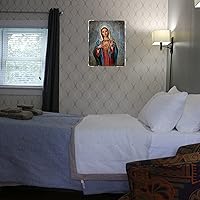 Vista 4 de Needzo Letrero de madera con texto en inglés "Immaculate Heart of Mary", decoración de pared religiosa católica contemporánea para el hogar, 15