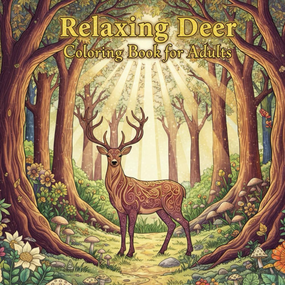 Relaxing Deer Coloring Book for Adults: Detailed Wildlife Portraits: A Stress-Relief Coloring Experience with Majestic Deer and Serene Forest Scenes
