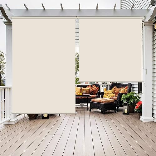 Vista 16 de Sunbox Persianas enrollables impermeables sin cordón para exteriores, tejidas a prueba de viento, persianas enrollables, privacidad y protección UV