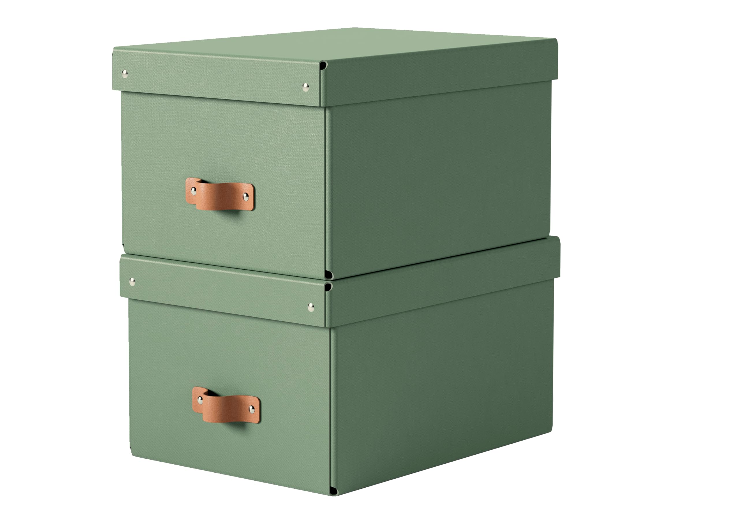 Leitz Puro, Set di 2 Scatole portaoggetti medie con Coperchio, Resistenti, Impilabili, Compatibili con mobili a Cubo e Ripiani, per Casa e Ufficio, Capacità di 17 litri, 27 x 37 x 20 cm, Verde Malva