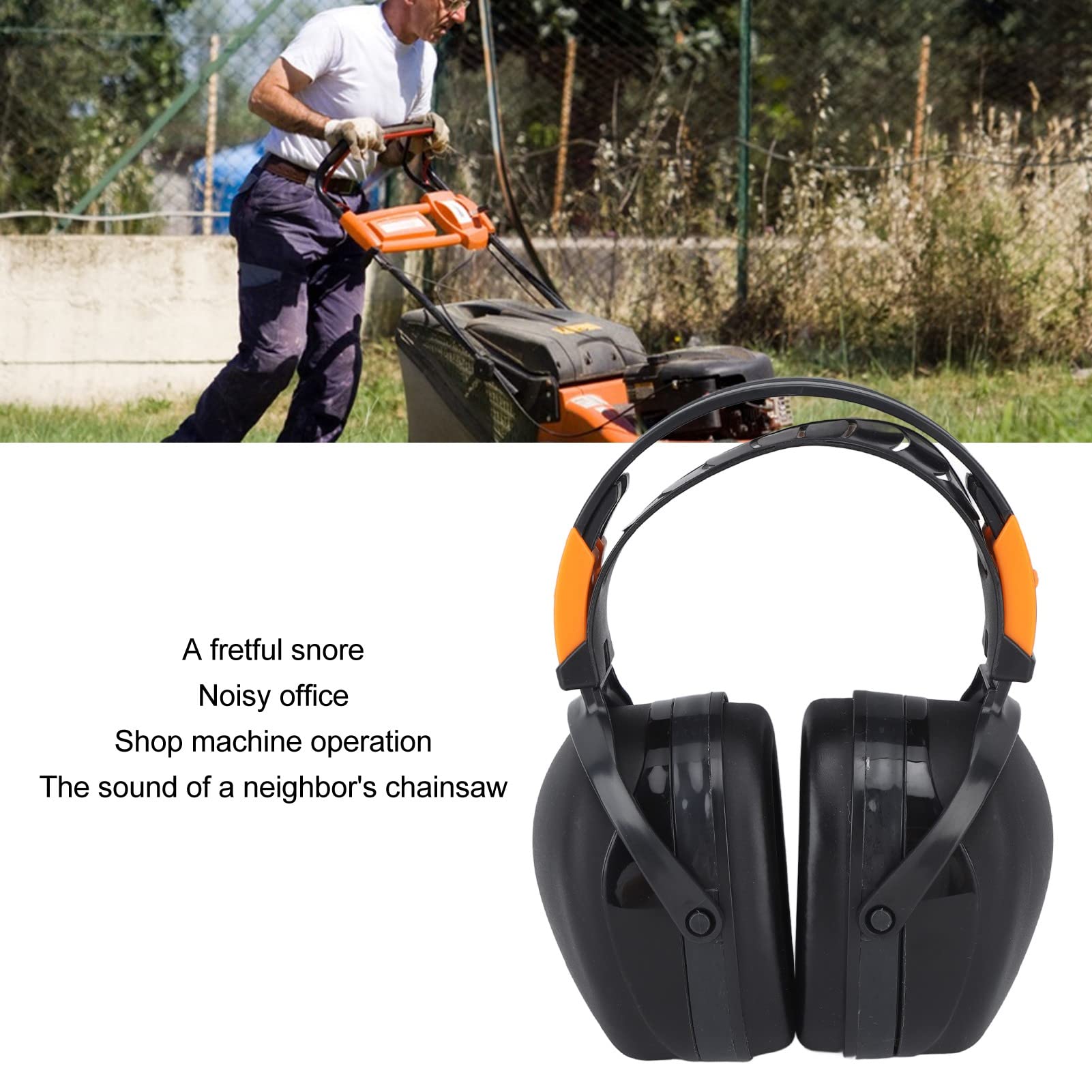 Noise Reducing Foldable Ear Muffs, 360° Rotation Lightweight Overhead Safety Protector for Comfortable Wear(X7 Black)