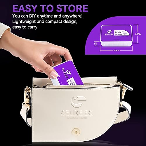 Miniatura 7 de Gelike ec Kit de puntas de uñas de gel suave cuadradas, de cobertura completa, puntas de gel transparentes prepulidas, puntas de uñas postizas de