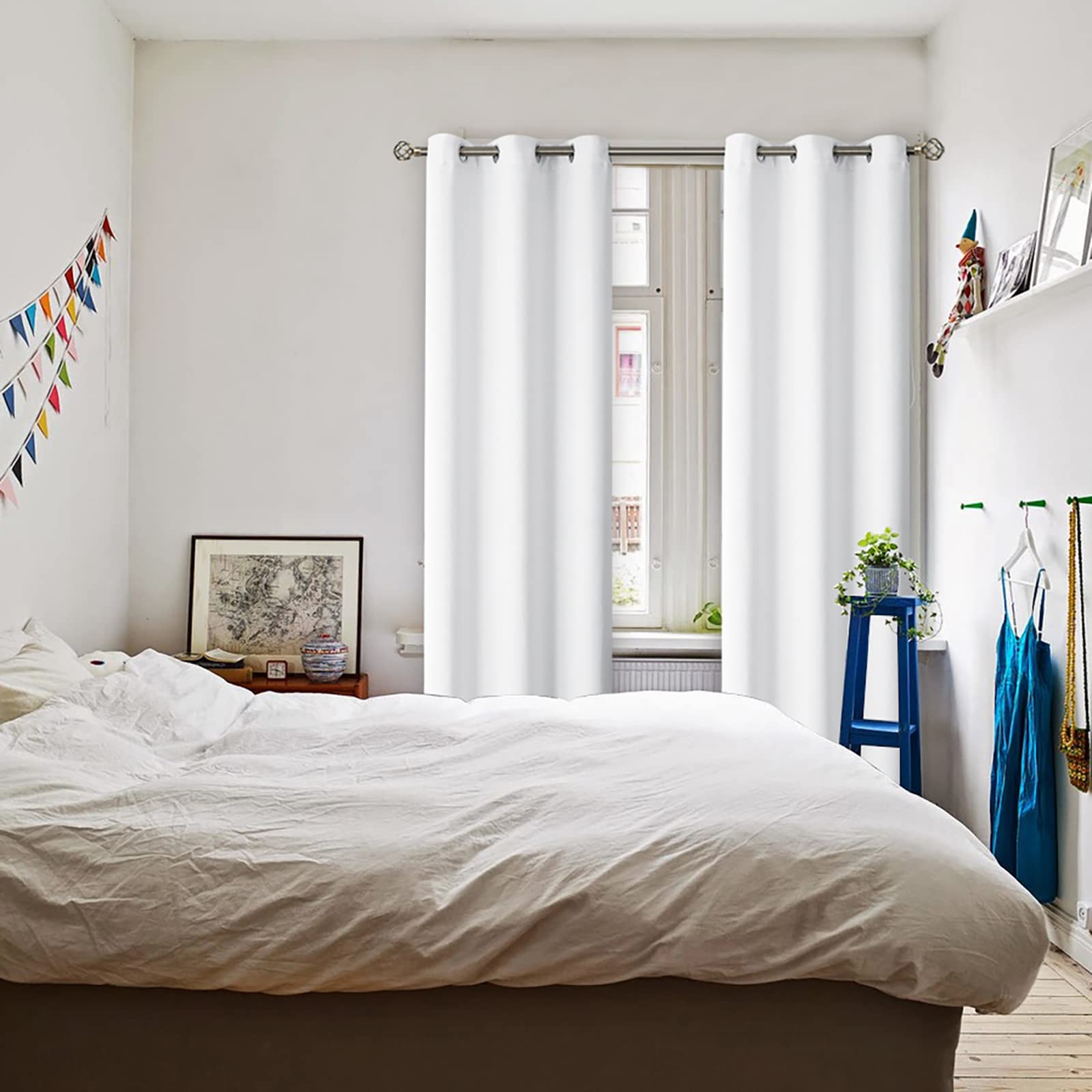 BGment Room Darkening Curtains 84 Inches Long - Grommet Thermal Insulated Drapes Window Treatment Curtains for Bedroom, 2 Panels, 42 x 84 Inch, Pure White