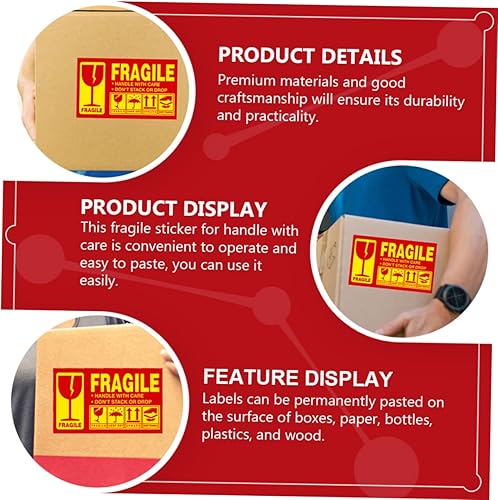 Miniatura 2 de Tofficu Juego de pegatinas de advertencia de embalaje de 2 rollos de pegatinas frágiles en movimiento para una mejor protección del envío