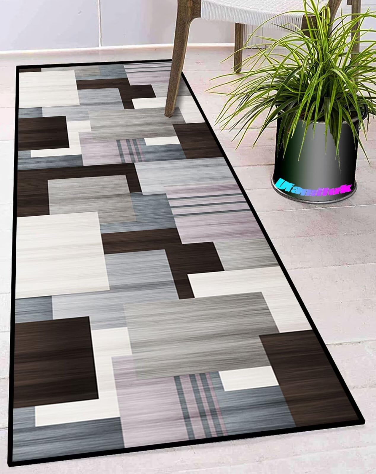 Ufamiluk Tapis de Passage Couloir Cuisine Moderne Lavable antiderapant Long Design Traditionnel paillasson Exterieur pour Magasin événements et fêtes cinéma église 50x440cm ColorC