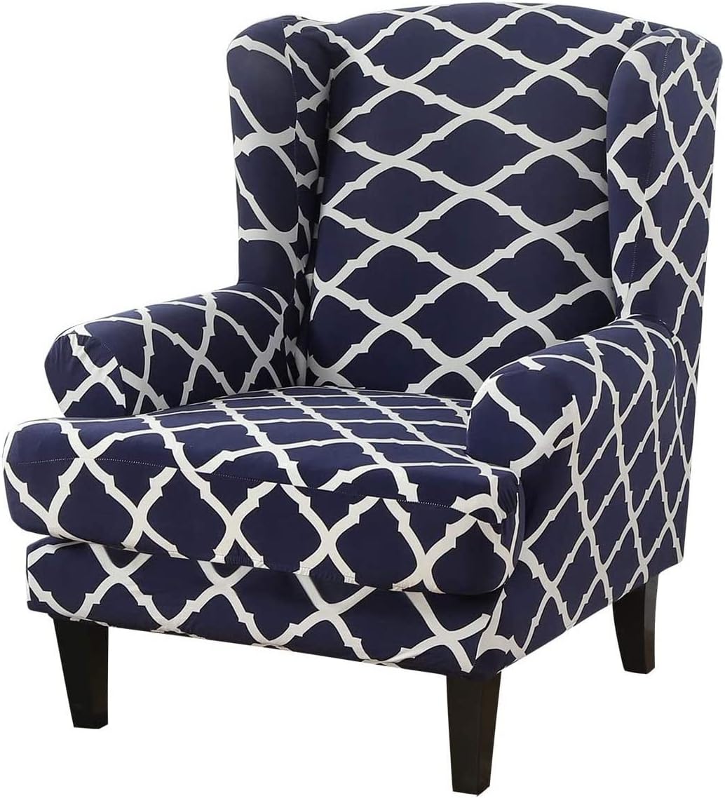 Konsilsa Wingback Chair Covers,Stretch Slipcovers for Wing Chair wingback Chairs Slip Resistant 2 Pieces Armchair Cover Furniture Protector Wingback Chair Slipcover (Color : B)