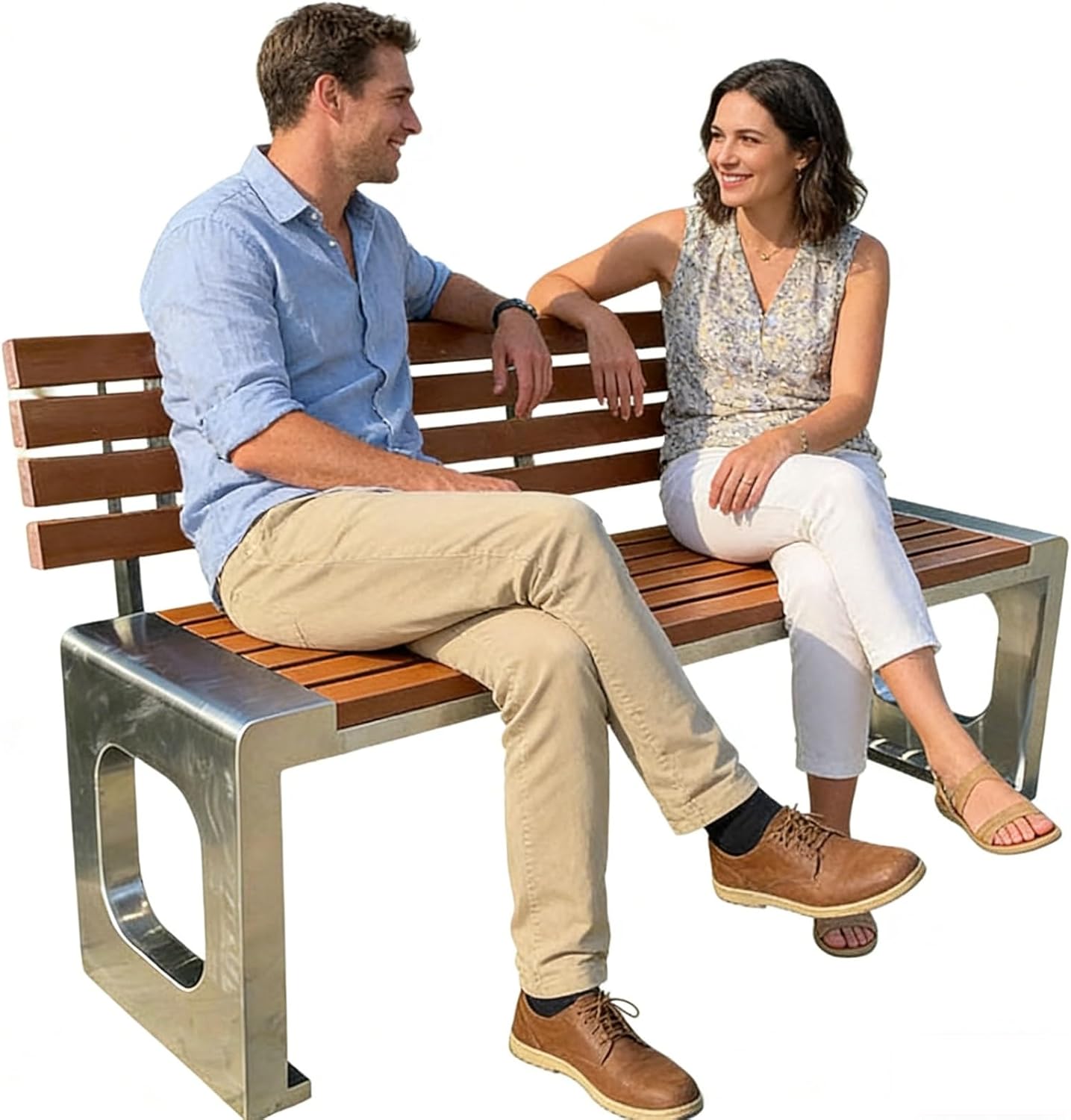 Outdoor Bench with Backrest, Stainless Steel Park Bench, 1100lbs Load Capacity, Suitable for Gardens, Courtyards, Residential Areas, Lawns, Subways(120x40x80cm/47x16x31in)