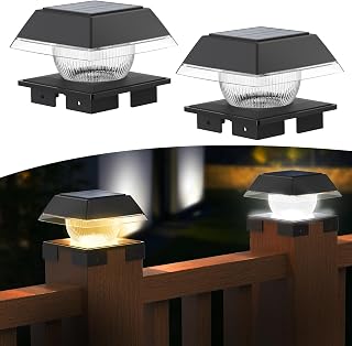 Solar Led Pfostenkappe Warmweiß/Kaltweiß for 9x9 10x10 11x11 12x12 13x13 14x14, Solar Zaunpfosten Solarlampe Außen Led Pfosten Lampe IP65 Wasserdicht für Pfosten, Plattform, Zaun Beleuchtung(2 Stück)
