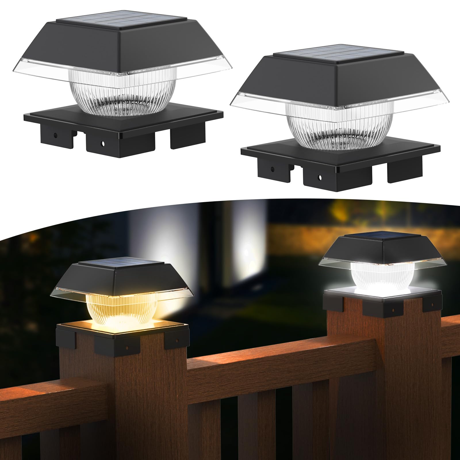 Solar Post Lights 4x4 | Solar Lights For Deck Post Warm White / 2 Pack - View #6
