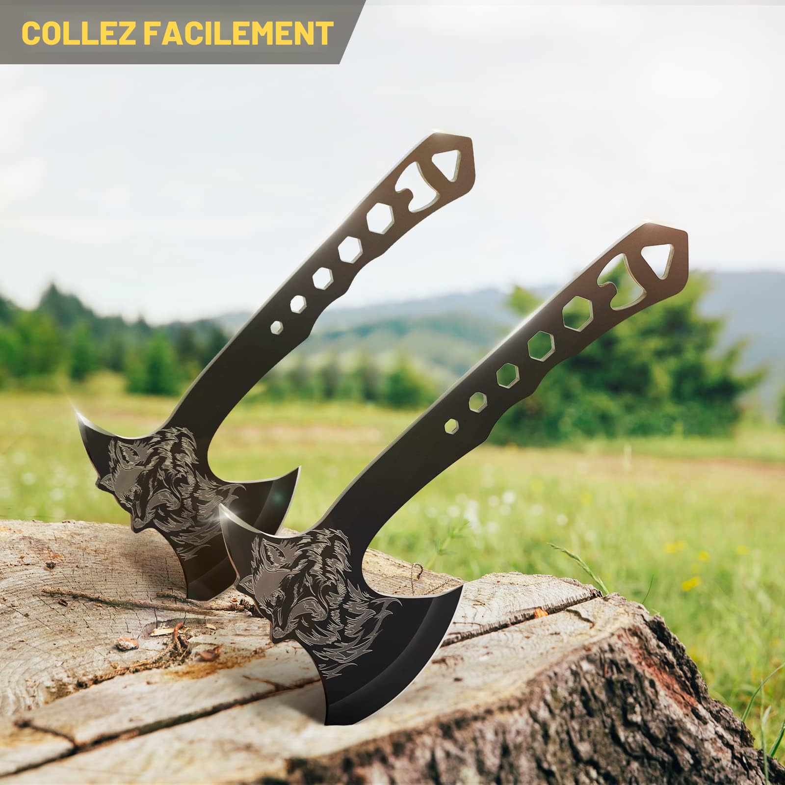 Hitdudu Hache de camping, hachette de survie avec fourreau, tomahawk