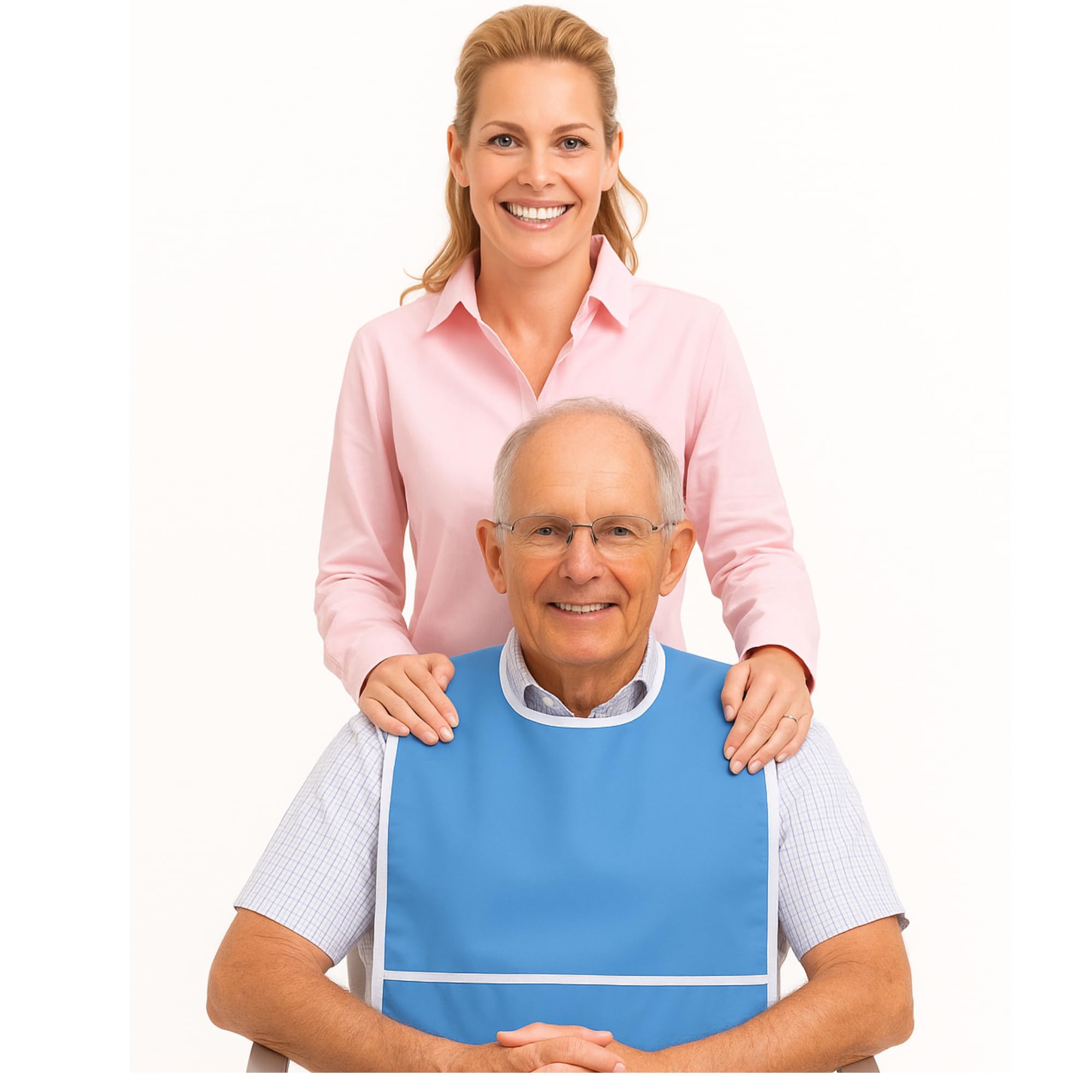 Baberos Adultos Impermeables - Baberos para Personas Mayores con Bolsillo - Babero Adulto Fácil de Limpiar - Reutilizables – No se Mojan – Tacto Suave