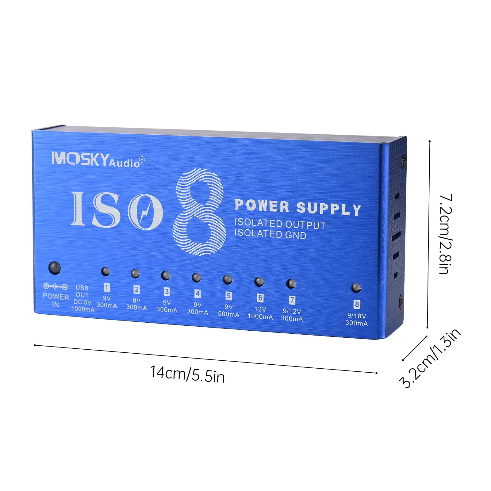 Btuty Alimentatore Per Strumenti Musicali A 9 Canali Con Protezione Indipendente Da Cortocircuito Indicatore Di Alimentazione A Led 8 Uscite CC E 1 Uscita Usb Per Pedale Effetto Chitarra