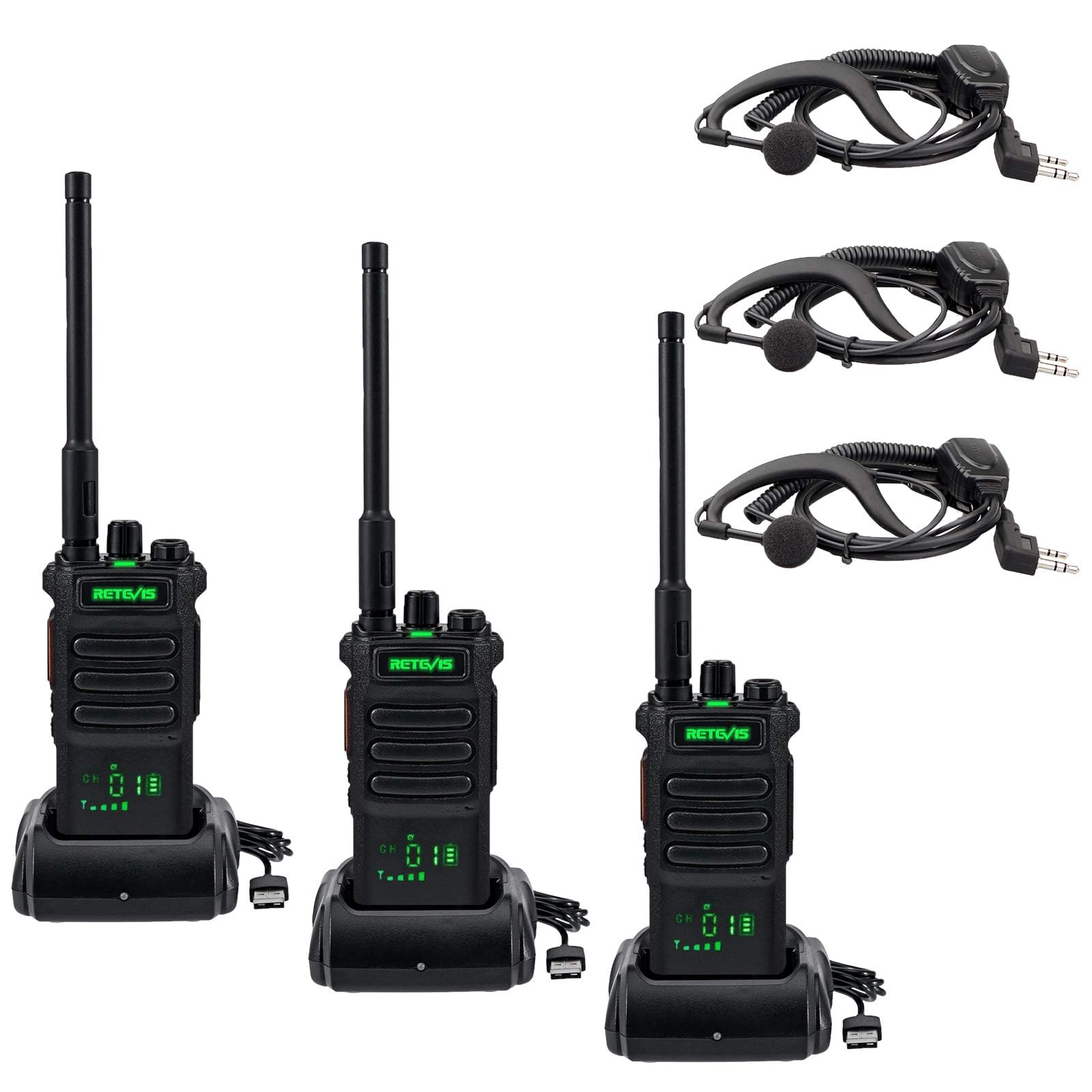 retevis walkie talkie professional set 3 pezzi black