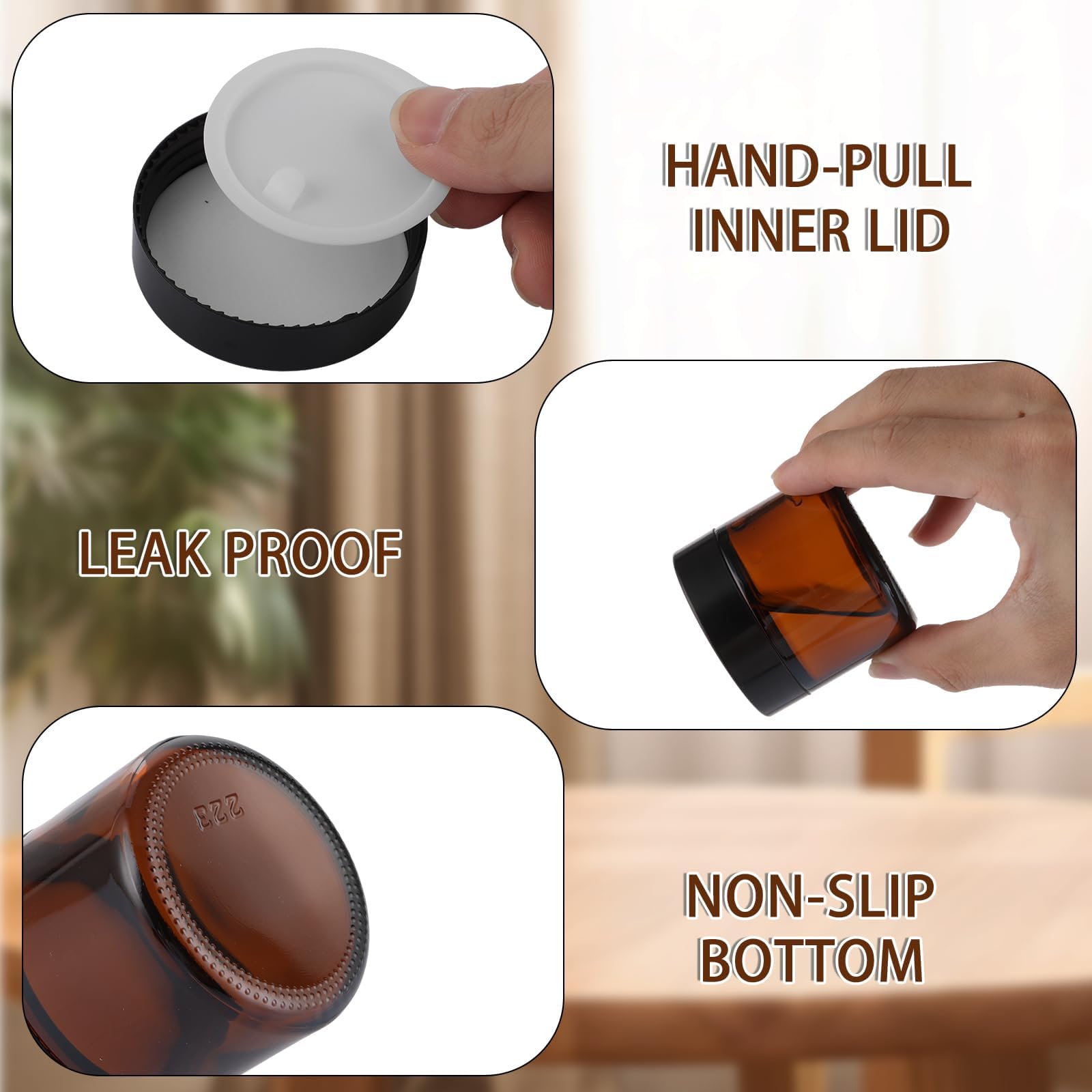 25 Stück Amber Glas Leerdose, 60ml Braunglas Salbentiegel Gläschen zum Befüllen, Salbentiegel Leere Glastiegel mit Schwarzen Deckeln- & Innen-Deckel für Kosmetik, Lotion, Cremes, Mini-Kerzen