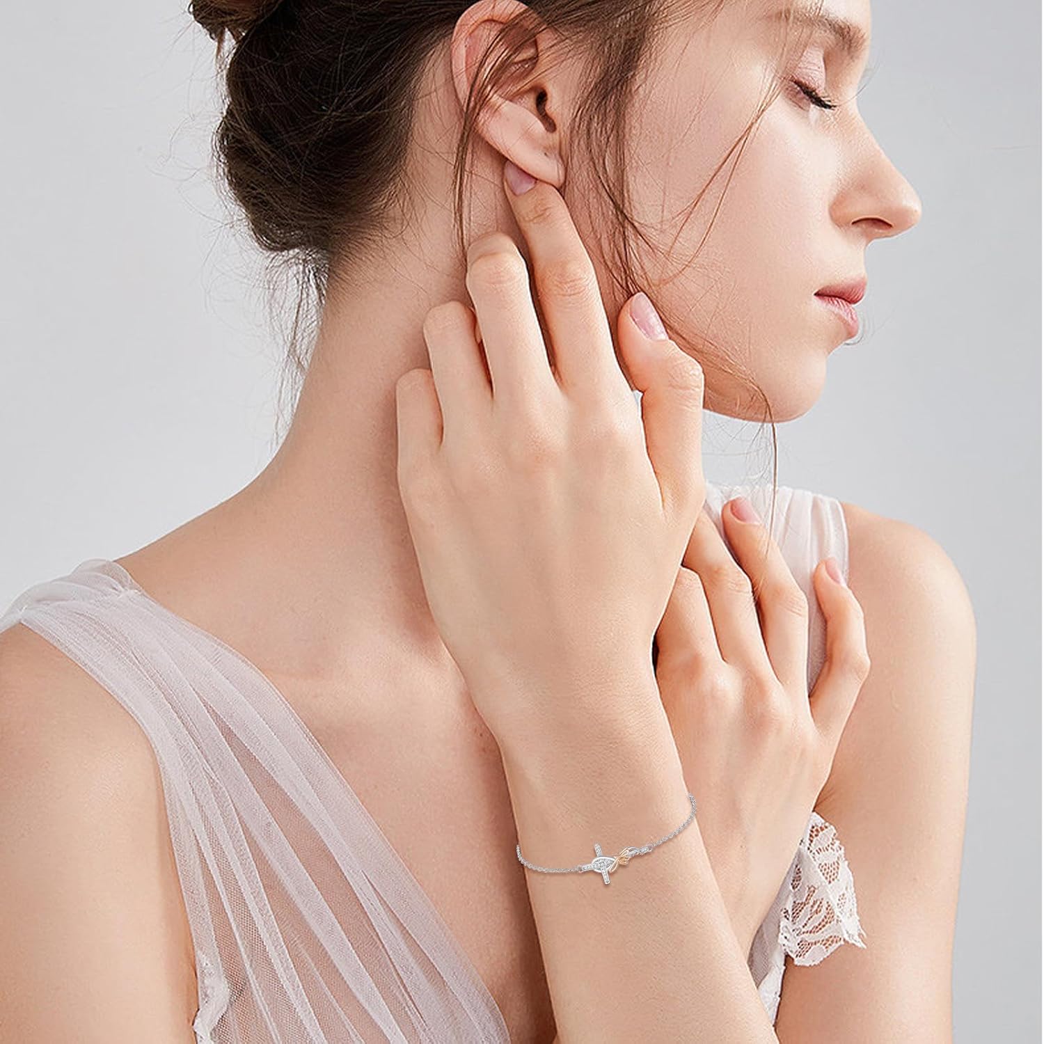 MEDWISE Cross Bracelet 925 Sterling Silver Christian Bracelets for Women Faith Catholic Bracelet Religious Bracelets Adjustable Bracelet Chain Birthday Christmas Jewelry Gift for Women - Image 4