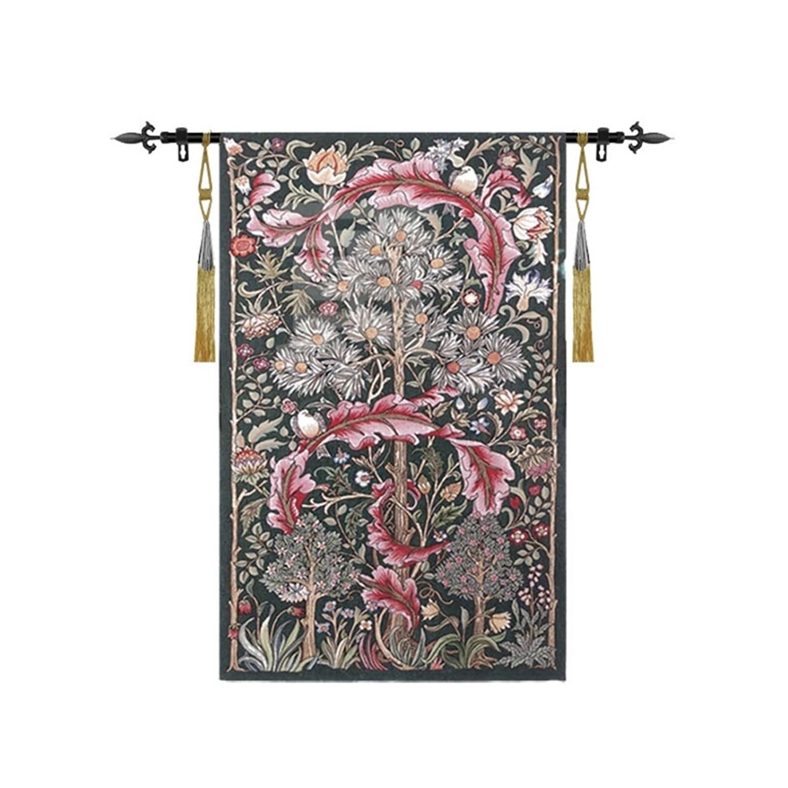 Tapisserie Belge Jacquard Coton et décoration murale tissée fleurs pour fond mural de salon