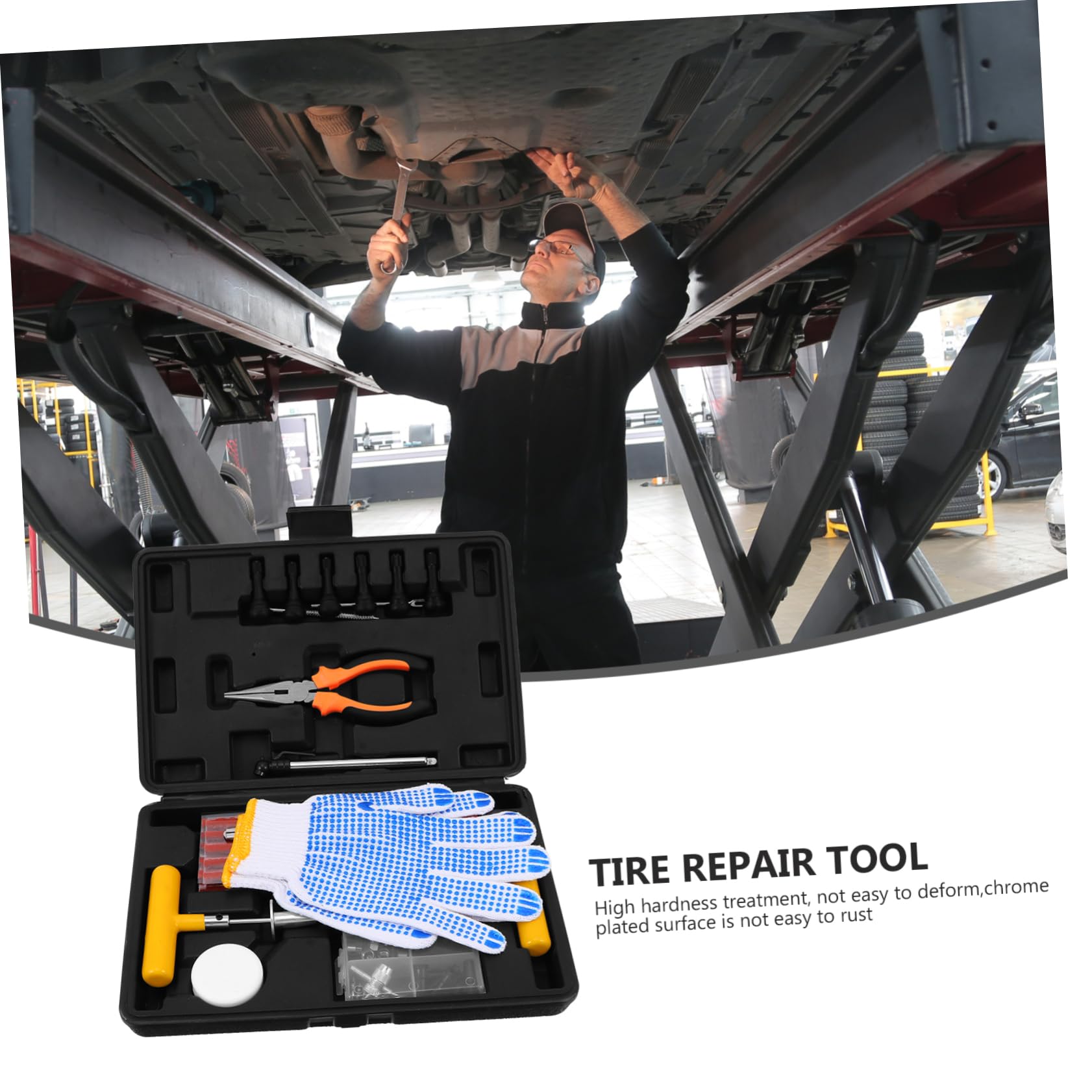 Cabilock Autoreifen Reparaturset aus Stahl Leicht und Tragbar und 100 Stück Gummi Aluminiumlegierung Kunststoff für Autoreparatur