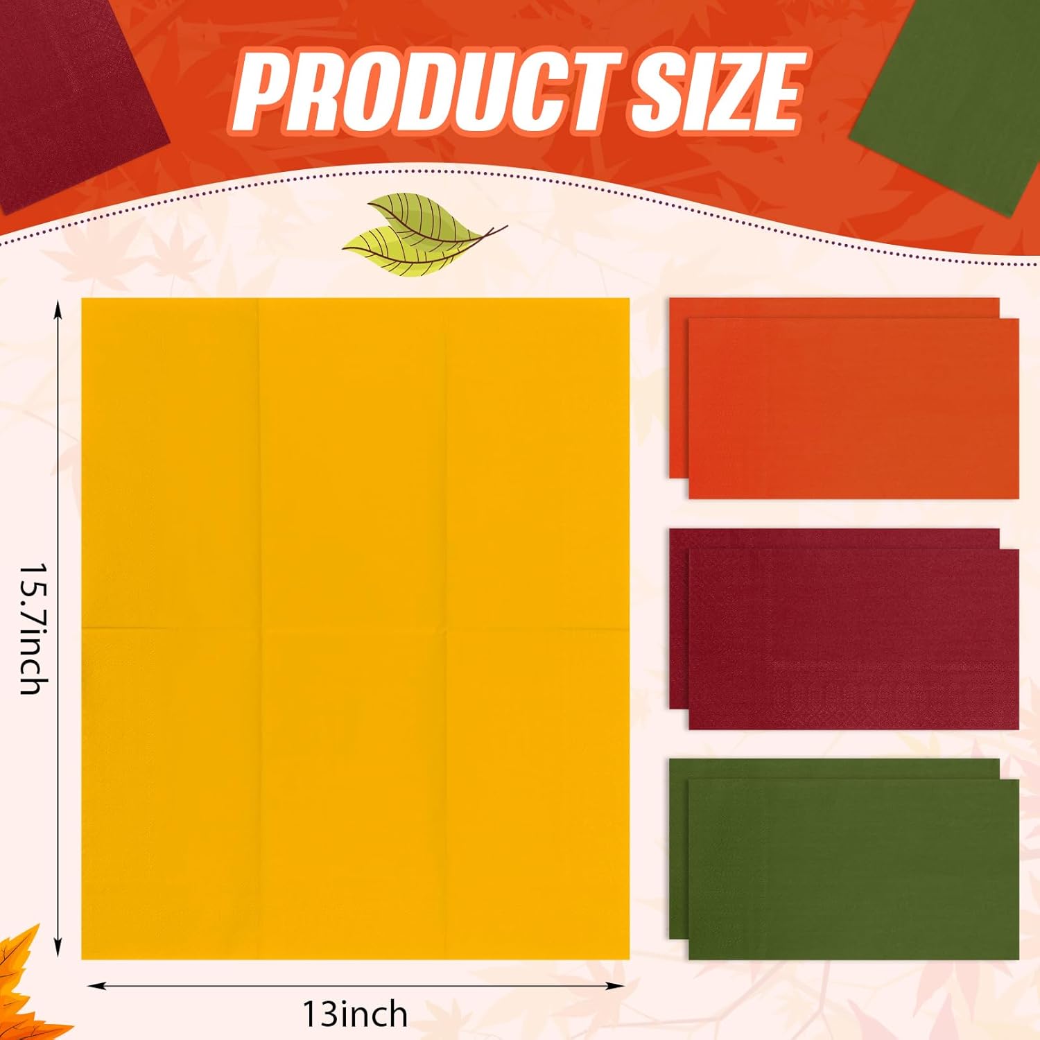 Qilery 120 Pcs Thanksgiving Napkins Fall Disposable Paper Napkins 3 Ply Hand Towel Tableware Decoration for Bathroom Dinner Kitchen Party Supplies(Green, Brick Red, Orange, Yellow)