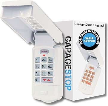 Garage Stop for Genie Garage Door Opener Keypad, GK-R GK-BX 37332R Compatible with All Genie Intellicode Overhead Door Openers, Wireless Garage Door Keypad, Off White