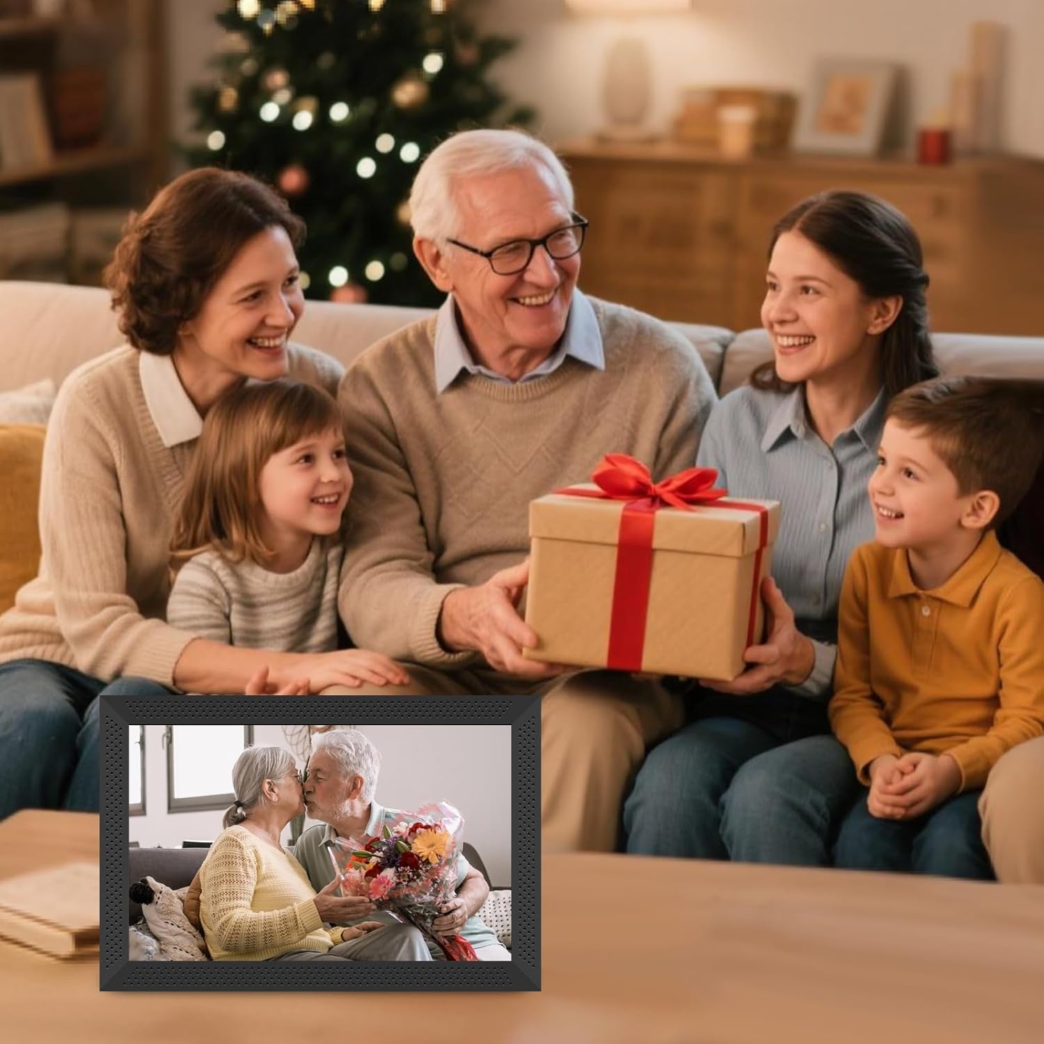 Digital Picture Frame 10.1 inch Smart Electronic Frameo Photo Frame 32GB Auto-Rotate 1280*800 HD Touch Screen, Desk or Wall Mounted, Share Photos Videos Instantly, Gifts for Mom Dad Women Men (Black)