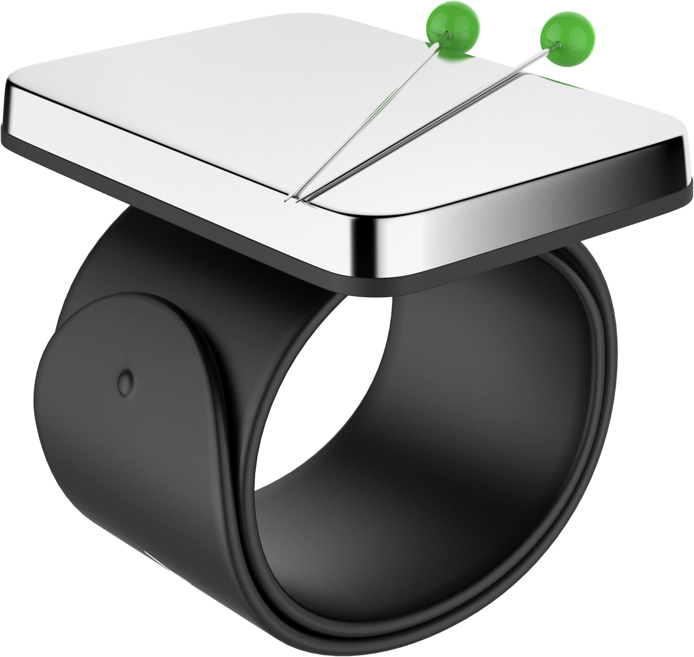 Magnetic Pin Holder with Wristband for Sewing and Crafting with New and Improved Strong Magnet. Slap Band Pin Cushion, One Size Fits All Slapband, Sew Your Way Pincushion Bracelet in Black.