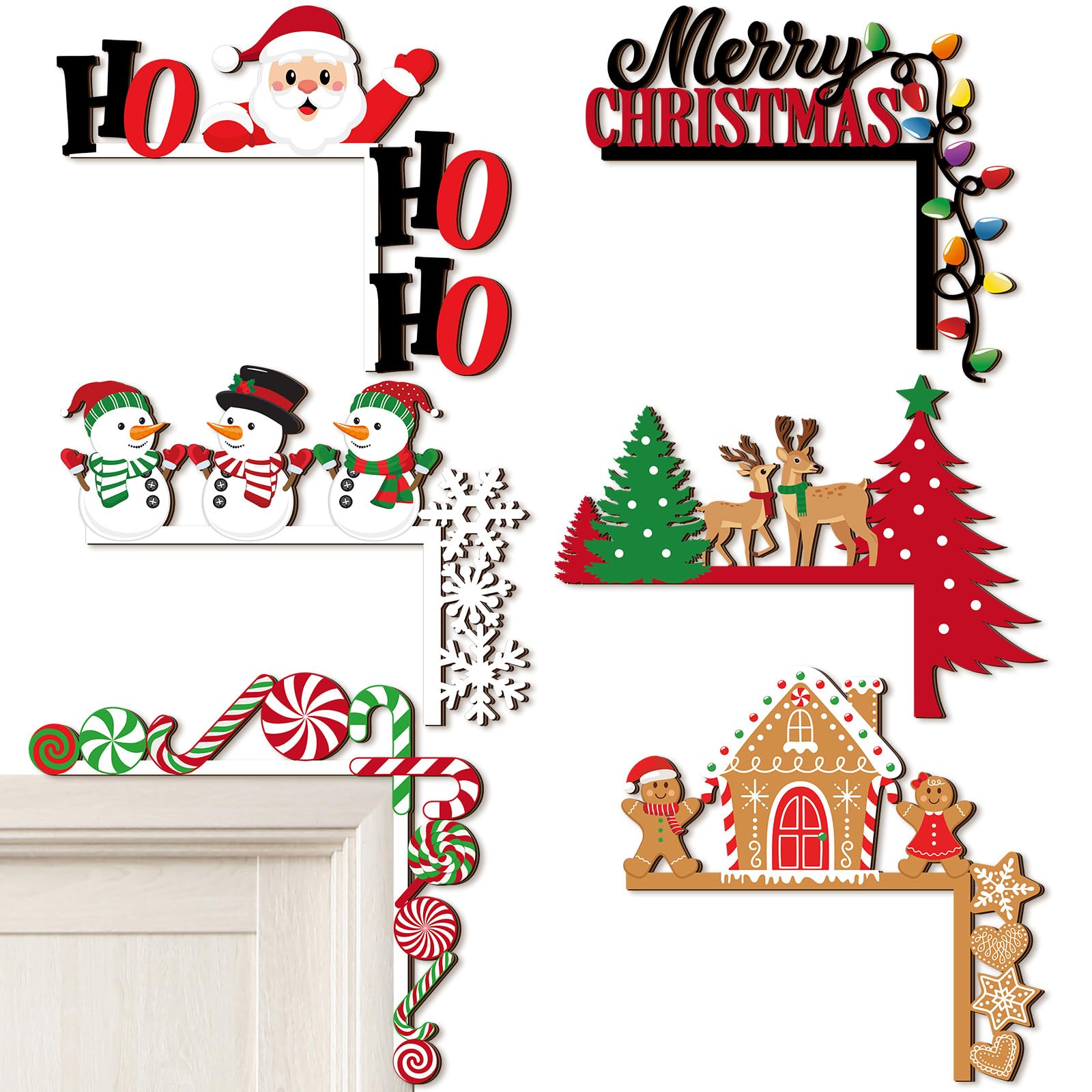 Photo 1 of Qunclay 6 Pcs Christmas Door Corner Frame Decoration Christmas Door Topper