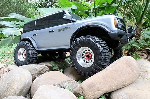 Vista 10 de HOBBYSOUL Llantas RC 2.2 Mud Slingers de 4.882 in y 2.2 Ruedas Beadlock ajustables, 4 llantas de compensación, negro y azul para RC Mud Crawler