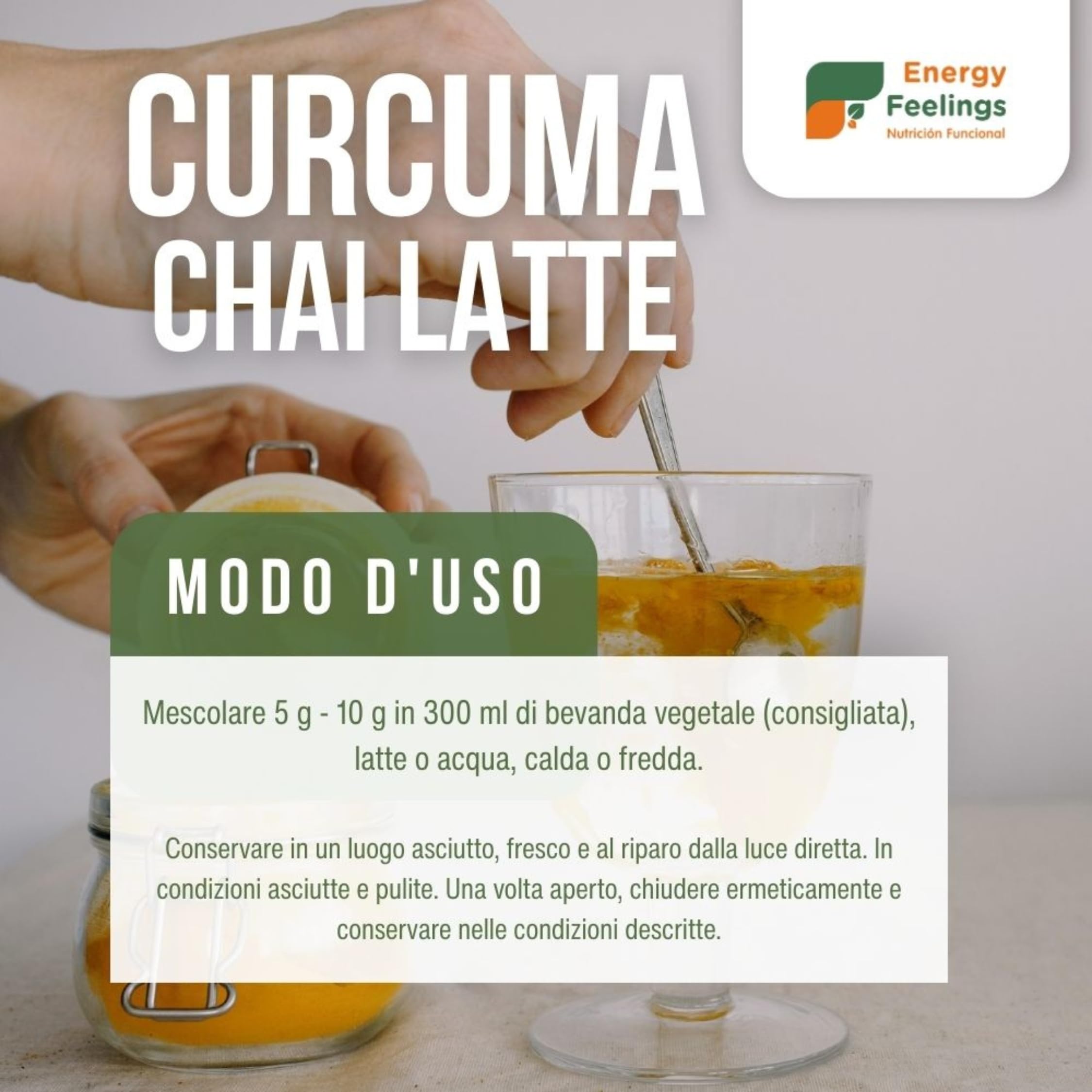 Energy Feelings Curcuma Chai Latte in Polvere BIO 500g,Golden Milk, Latte Dorato. Antiossidante e Antinfiammatorio Naturale. Curcuma con Zenzero Pepe Nero e Cannella, Senza Glutine, Vegano
