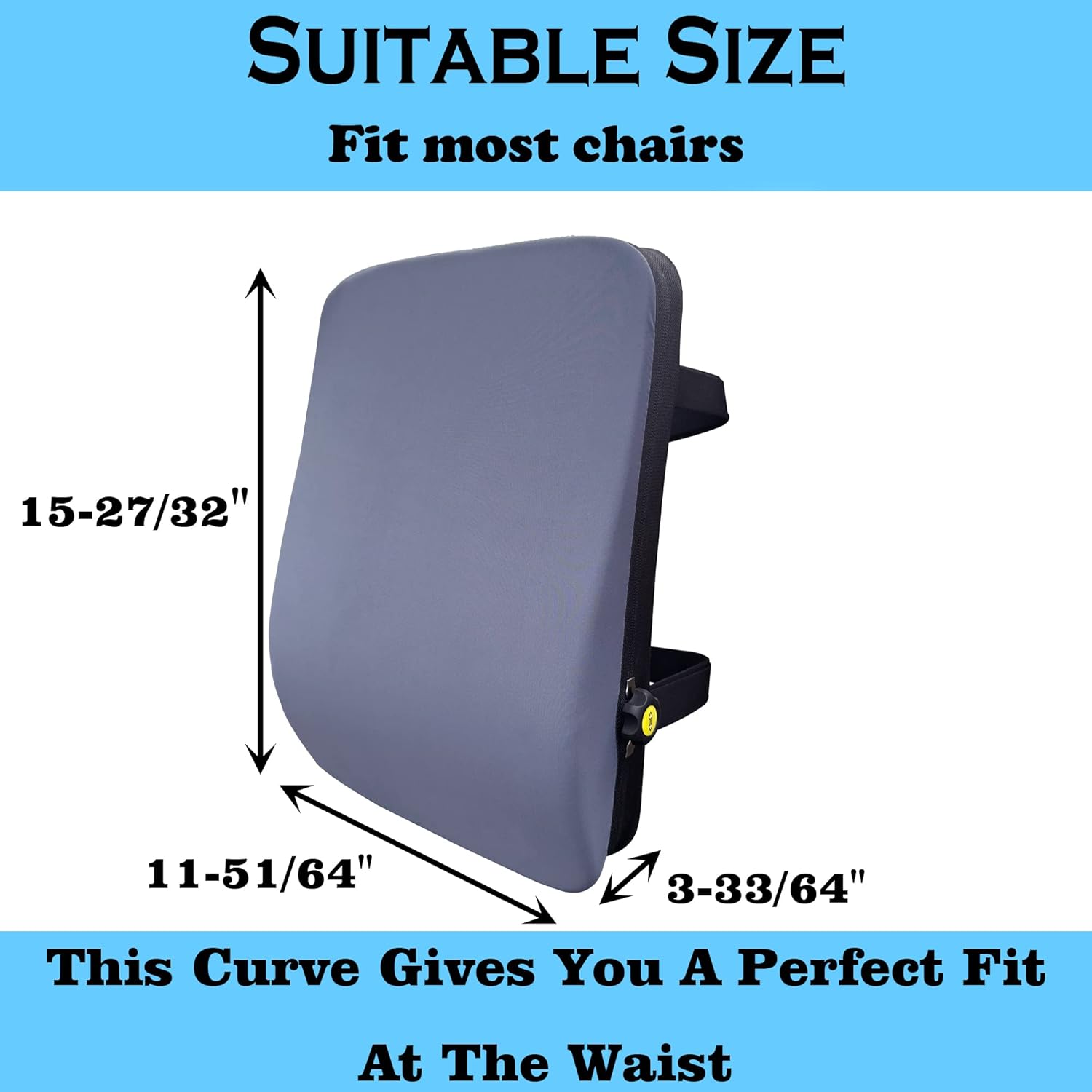 Ergonomic Lumbar Pillow,Two Adjustable Straps,Cushion for Office,Travel,Recliner and Car,Back Pain Relieve,Multifunctional Cushion,Memory Foam,Improving Posture,Hazy Blue