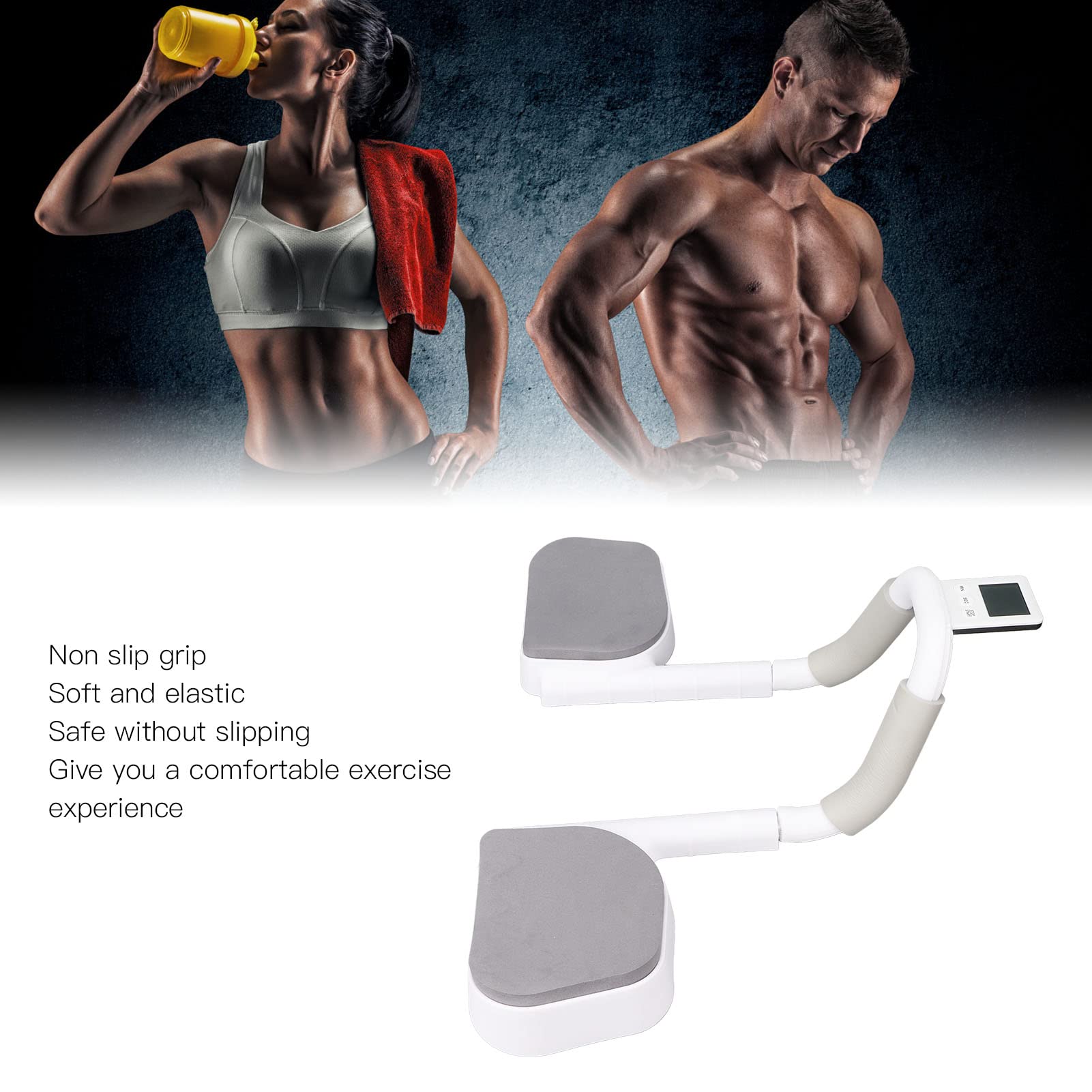 Sonew Équipement de Fitness de Soutien de Planche, Entraîneur Multifonctionnel de Planche de Base avec Affichage de la Synchronisation, Largeur D'angle Réglable pour éviter le (Blanc)