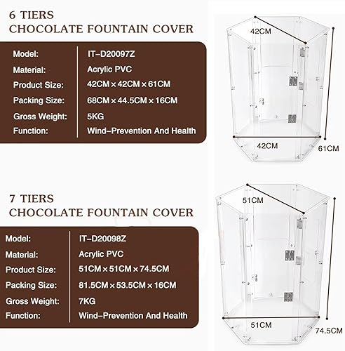 Miniatura 7 de Cubierta de fondue de chocolate comercial, cubierta grande de 4 a 7 niveles, cubierta de máquina de cascada de chocolate, cubierta de torre de