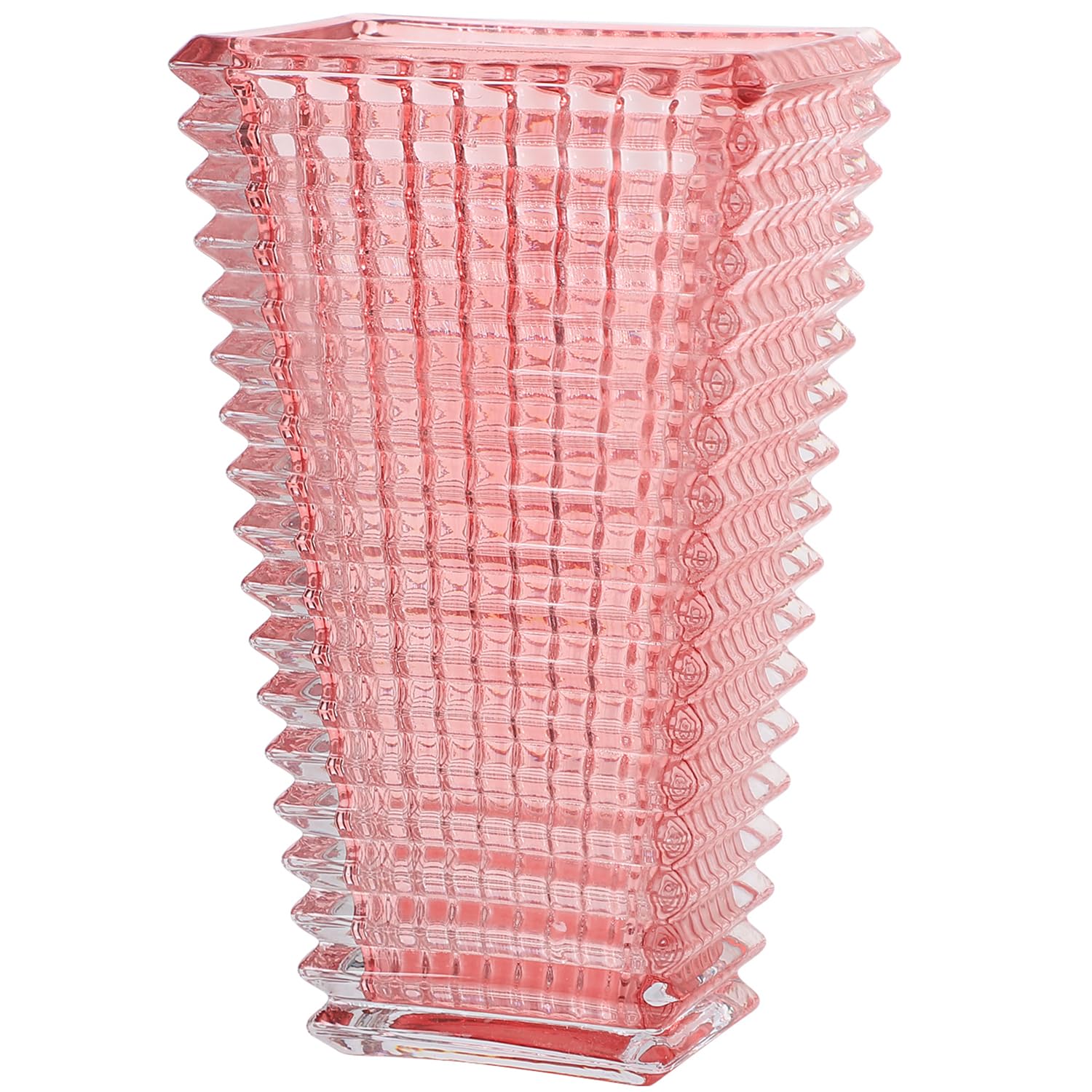 MCMCNCUIU Crystal Vase, Pink Glass Vase, Glass Vase, Pink Vase, Flower Vase, Large Glass Vase, Modern Decorative Vase for Living Room, Shelf, Mantle, Dining Table, Birthday, 9 Inches