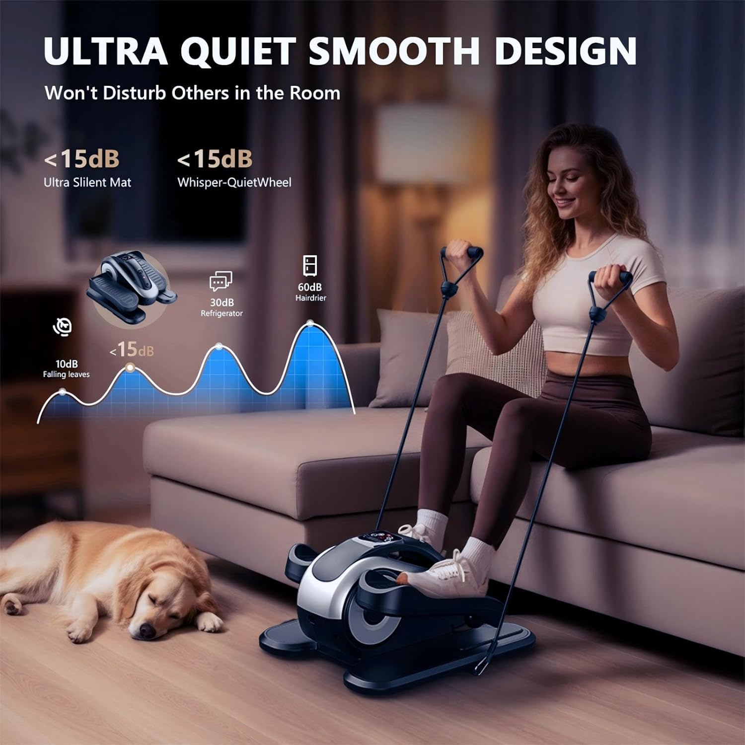 LVPIMAN Under Desk Elliptical Machine,Electric Leg Exerciser for Seniors,12 Adjustable Speeds&12 Modes with Remote Control,Elastic Rope,Manual&Auto Mode for Home Office