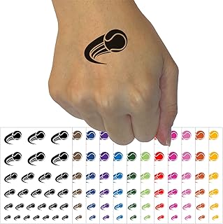 Tennis Ball in Motion Sports Temporary Tattoo Water Resistant Fake Body Art Set Collection - Orange (One Sheet)