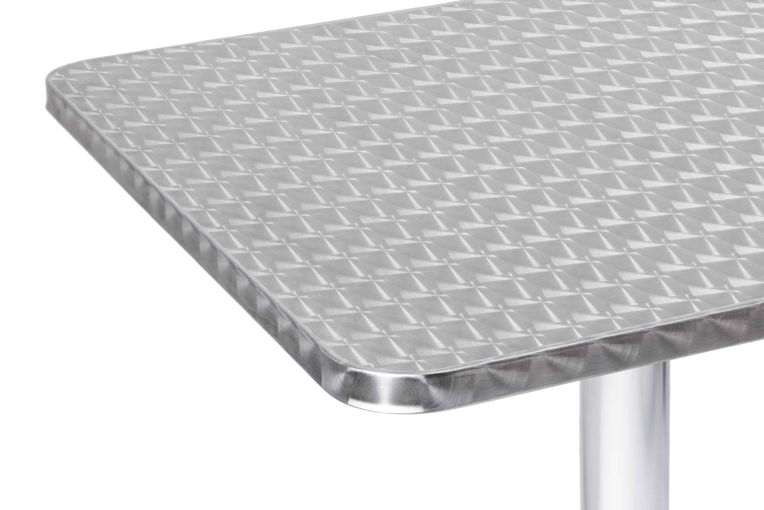 METRO Professional Mesa de Exterior Narni, Aluminio, 60 x 60 cm, Superficie de Acero Inoxidable, Apta para 2 Personas, Mesa de Bar con Pies Ajustables, Plata