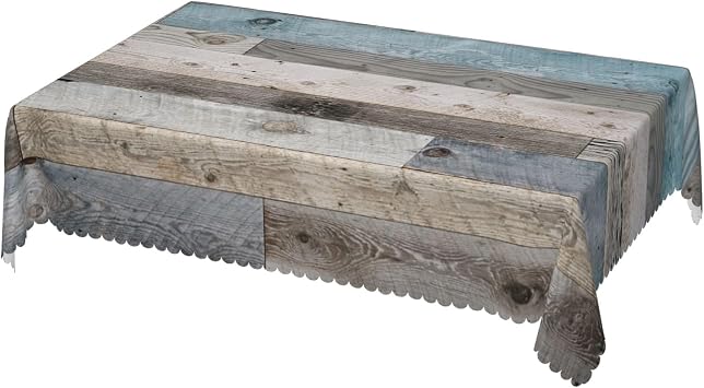 Teal Rustic Wood Texture Tablecloth 54x72 Inches, Vintage Farmhouse Style Table Cloth Decorations Waterproof Stain Resistant Wrinkle-Free for Kitchen Dining Indoor Outdoor Use Rectangle/Oblong