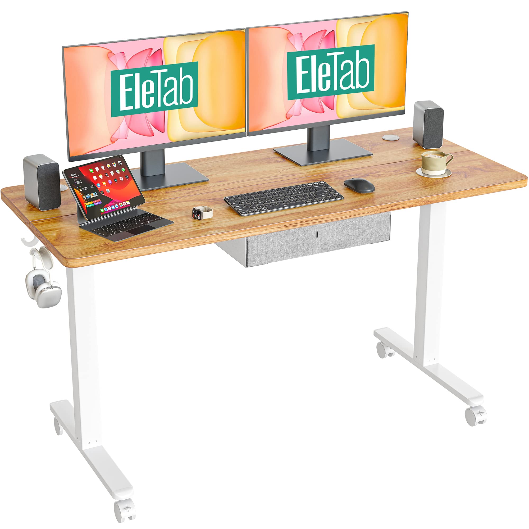 Buy EleTab 55 x 24 Inch Electric Standing Desk with Drawer, Stand up