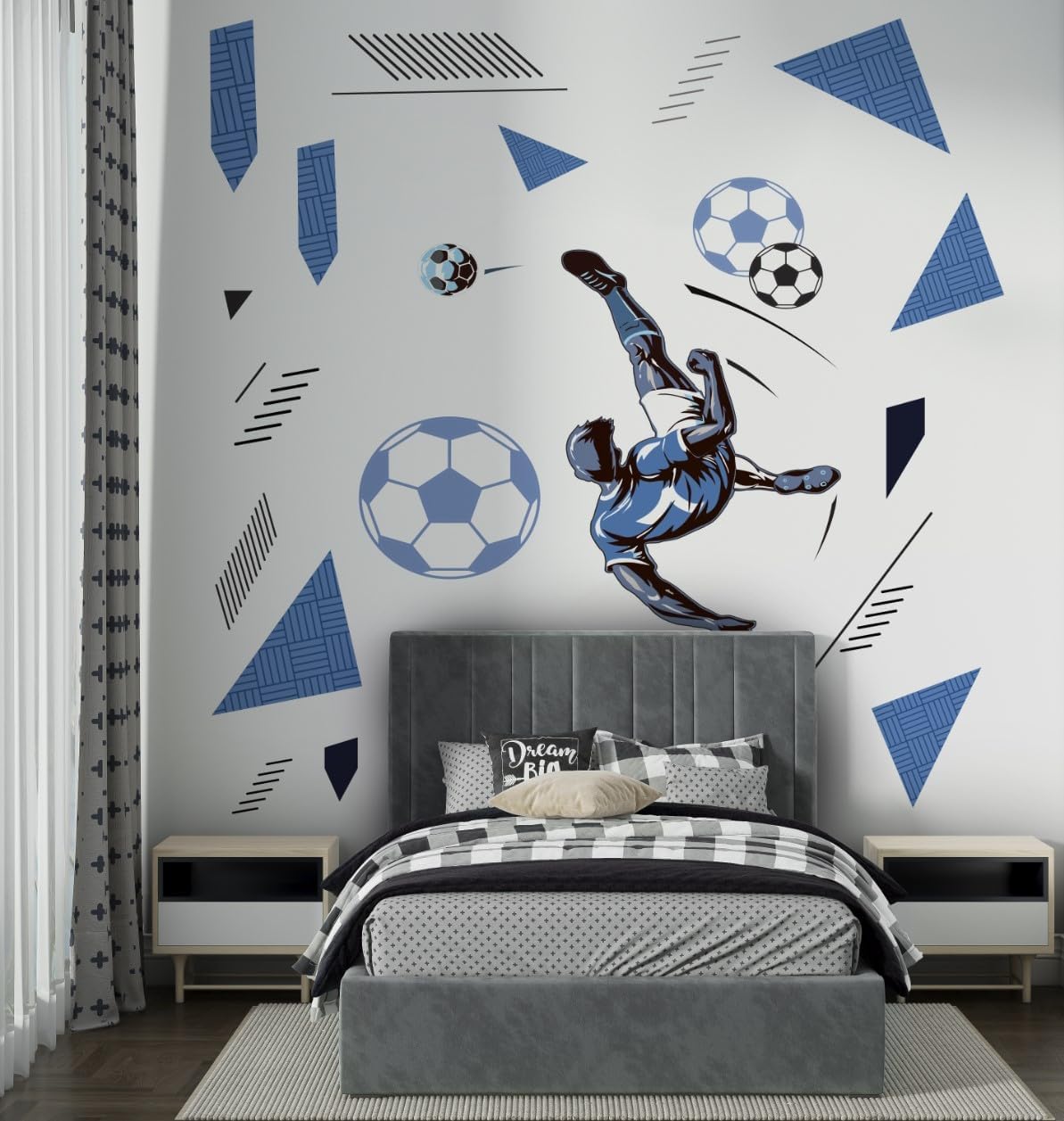 Soccer Themed Kids Wall Sticker, Football Wall Decal, Kids Room Decor Wall Sticker