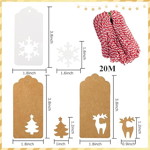 Miniatura 2 de SallyFashion 100 etiquetas de Navidad para regalos, etiquetas colgantes de Navidad, etiquetas de regalo, etiquetas de papel kraft para regalos de