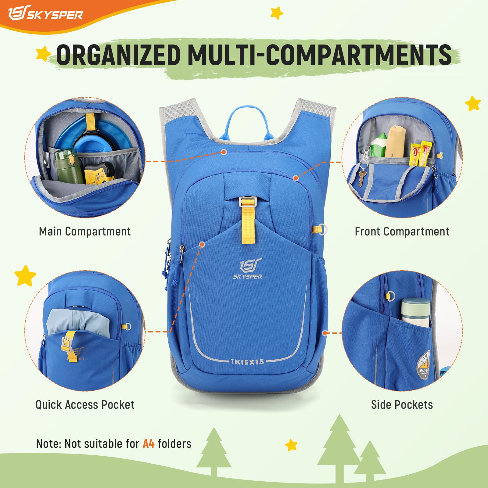 Zaino Trekking Bambini SKYSPER 12L - Leggero, Resistente E Colorato, Per Escursioni E Scuola (3-8 Anni) - Foto 6